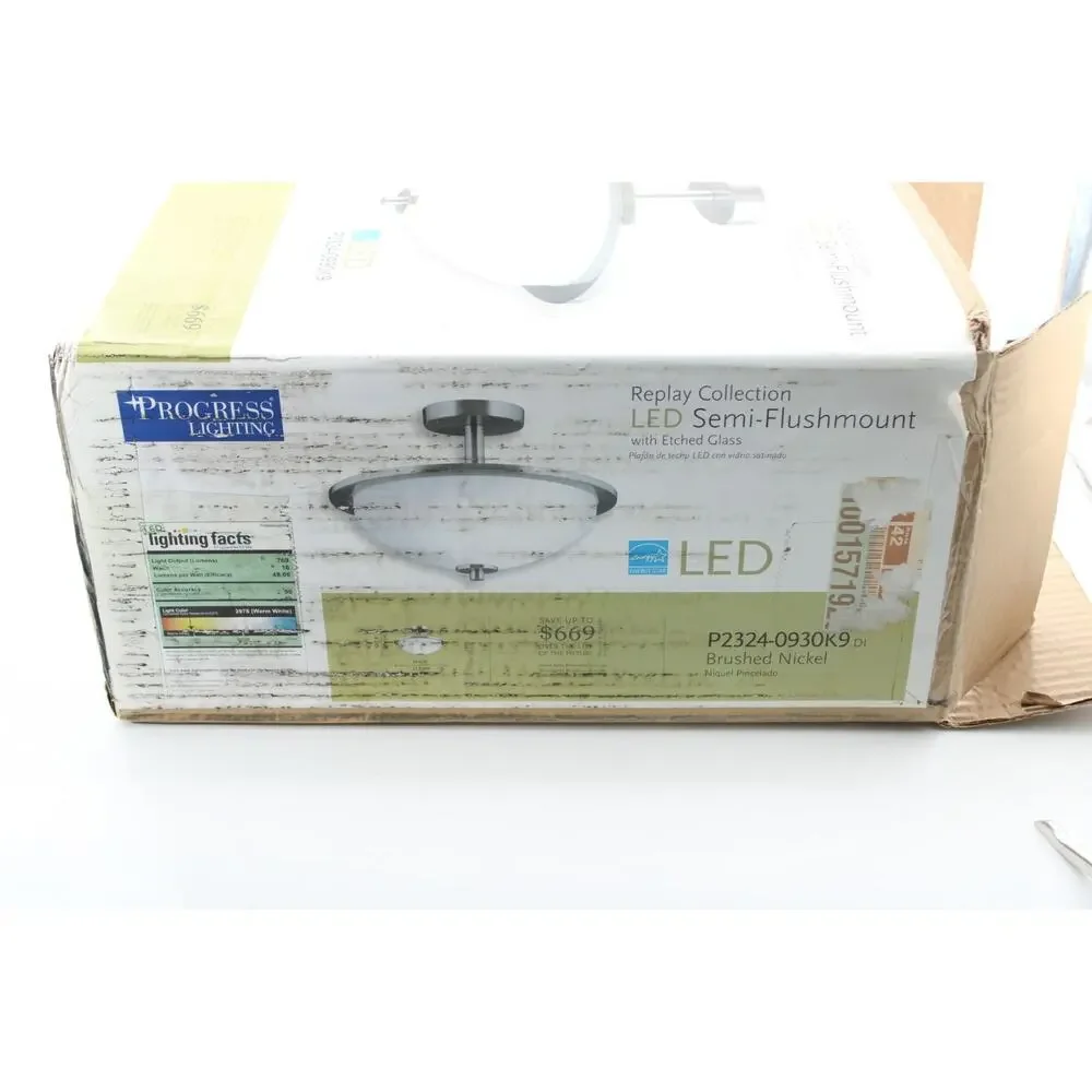 FlushMount Light Progress Lighting Replay 1-Light Brushed Nickel‎ LED Semi-Flush